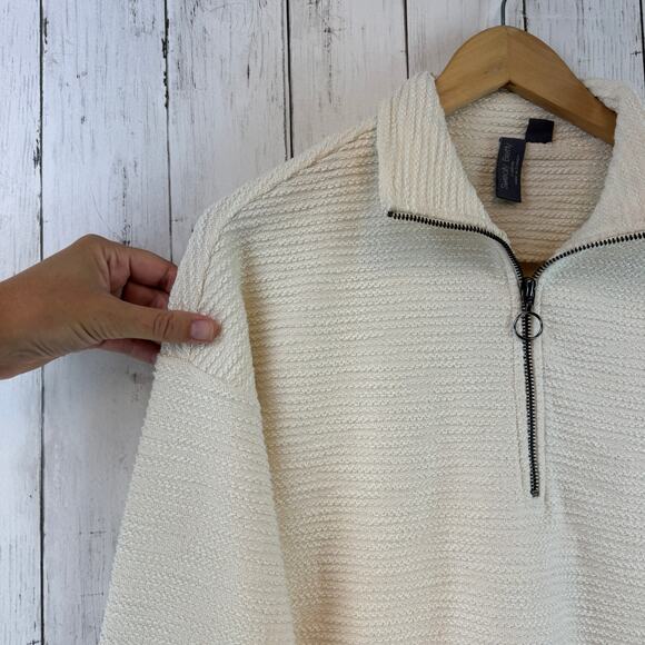 Sweaty Betty Cream Rest Up Half Zip Long Sleeve Textured Pullover Size 4 - Picture 3 of 14
